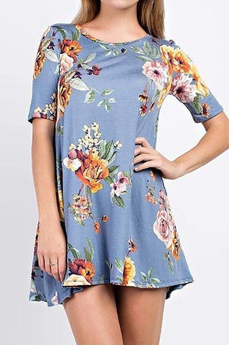 Floral Print Shift Dress