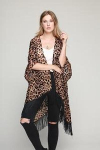 Leopard Print Kimono Front
