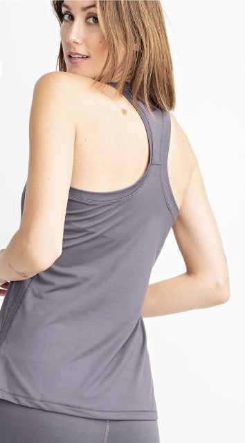 Rae Mode Fitted Racerback Tank Charcoal